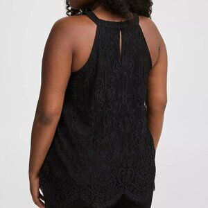 TORRID | Mixed‎ Lace Goddess Mock Neck Top Black | Size 3X